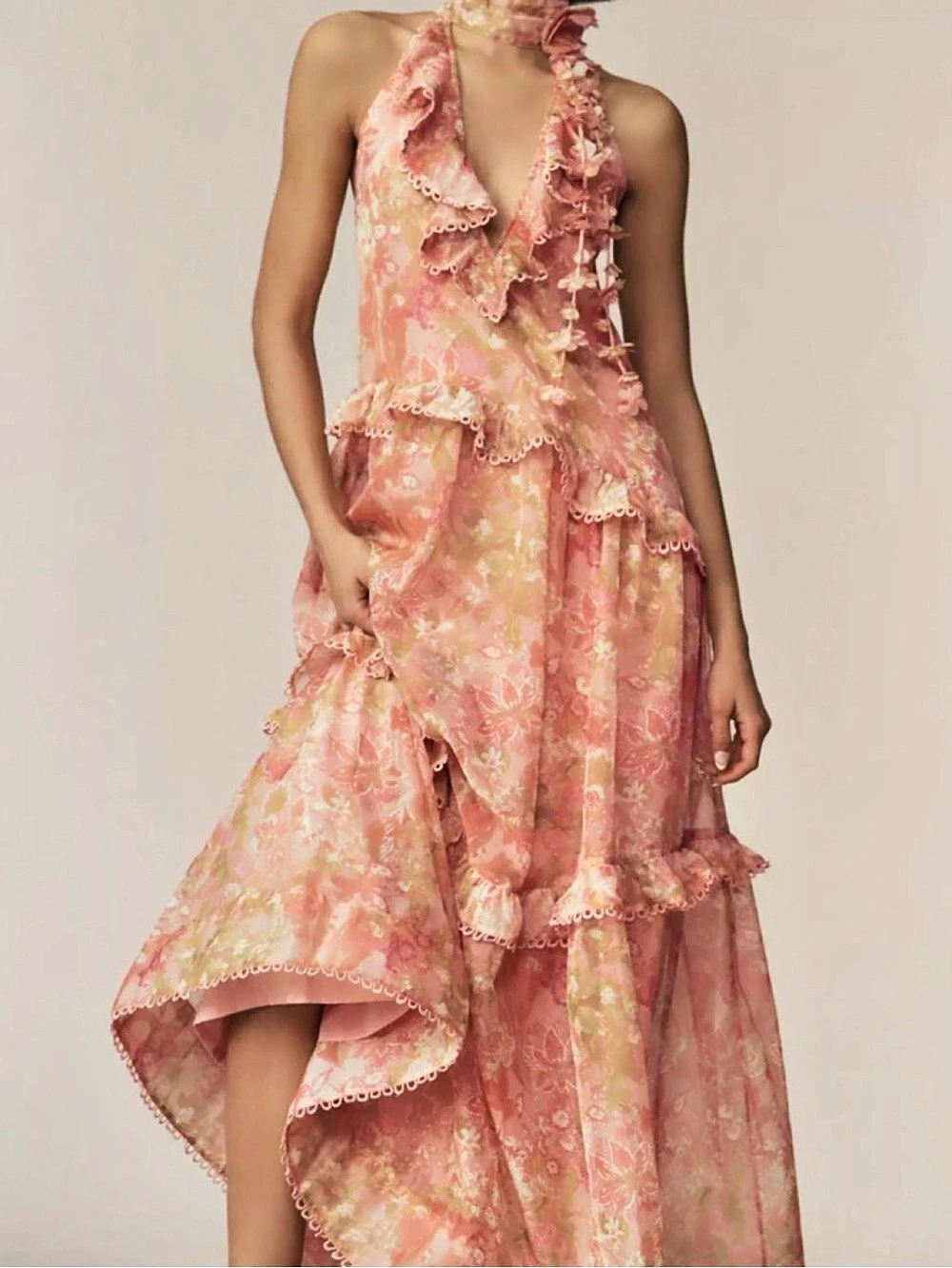 BHLDN by Anthropologie pink floral maxi dress